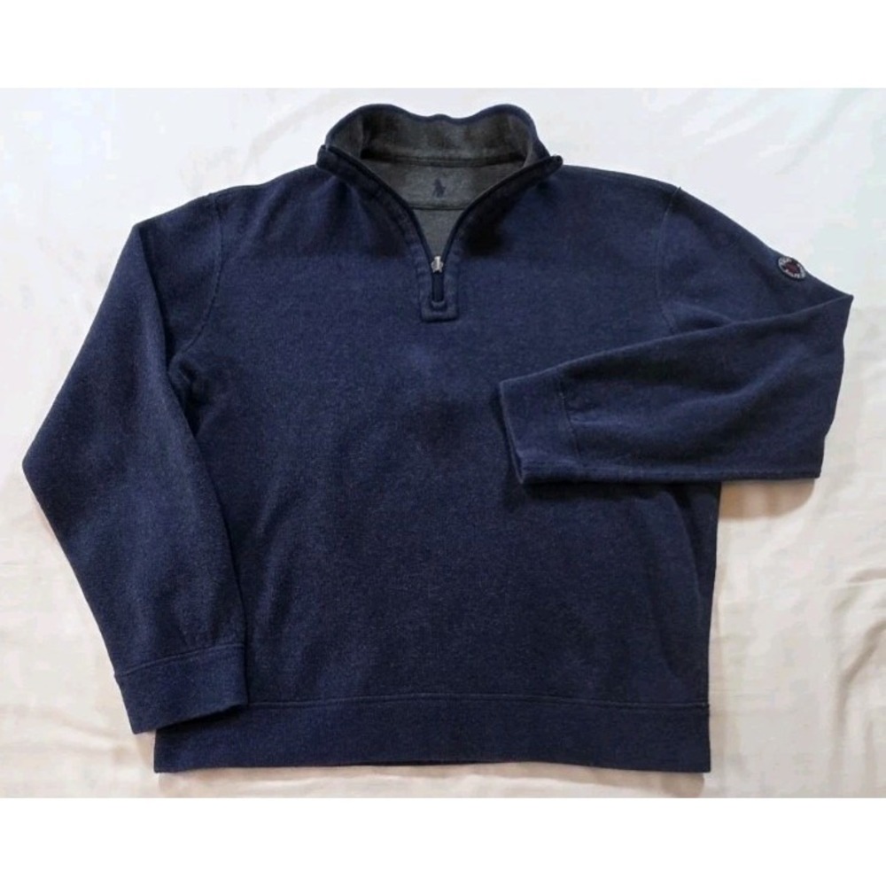 Polo Ralph Lauren Reversible 1/4 Zip Sweater Men's Large Navy/ Gray Vintage